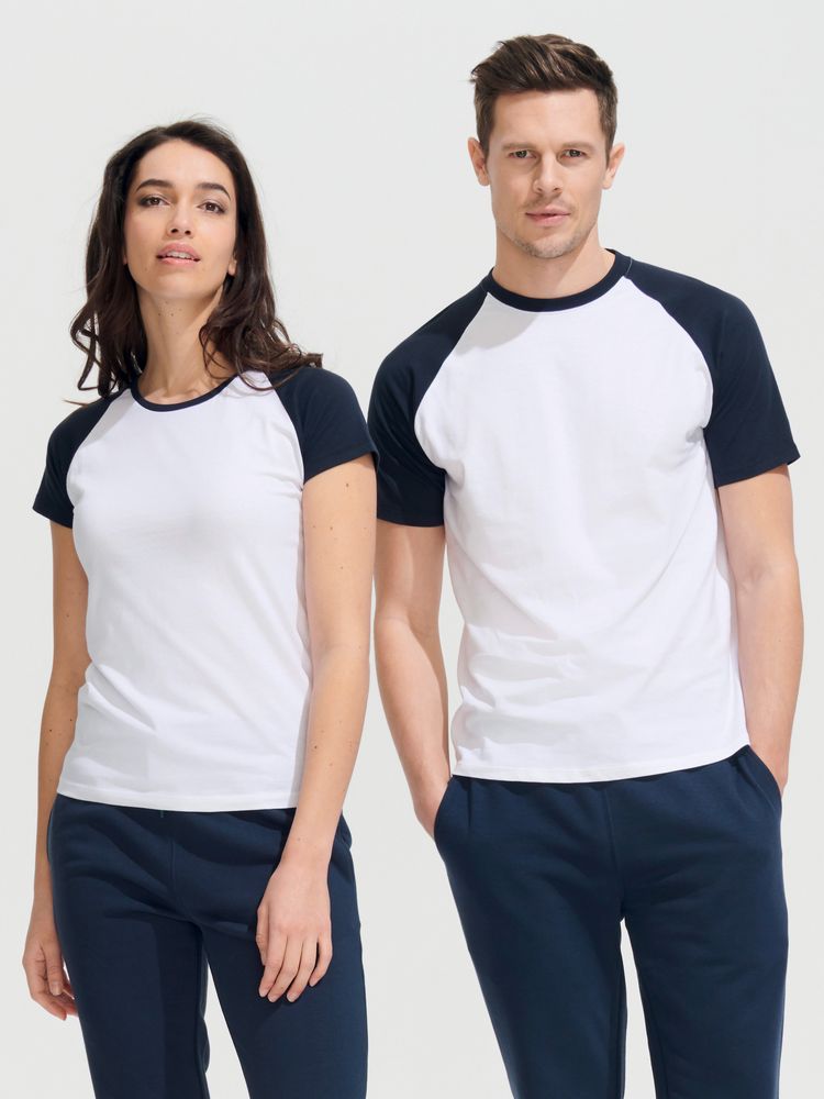 Футболка мужская двухцветная Funky 150, белая с темно-синим - фото 5