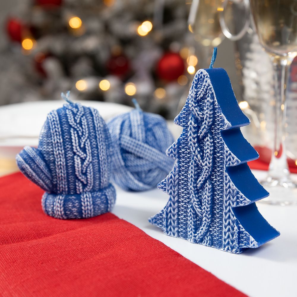 Свеча Kniteam, елка, синяя - фото 5