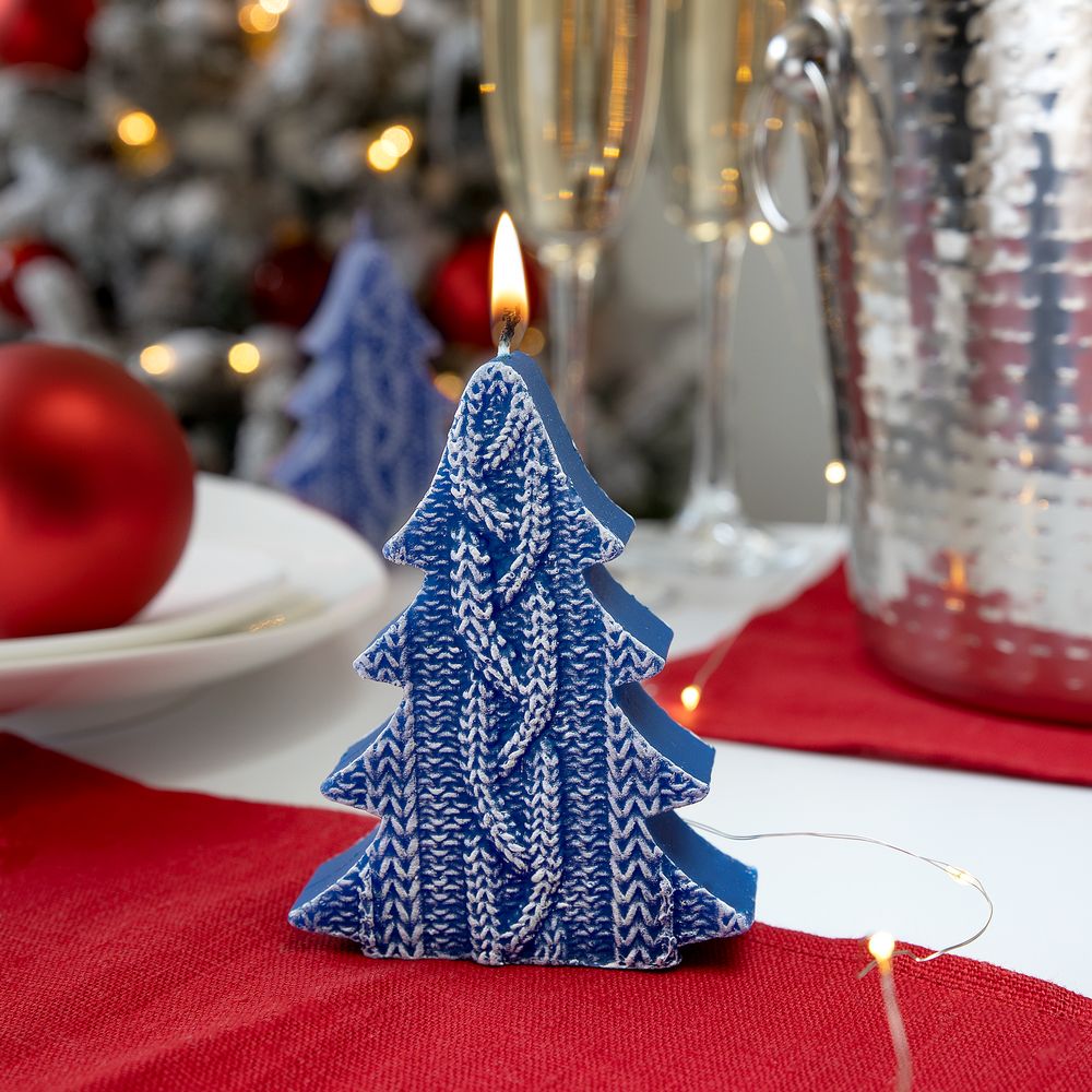 Свеча Kniteam, елка, синяя - фото 4