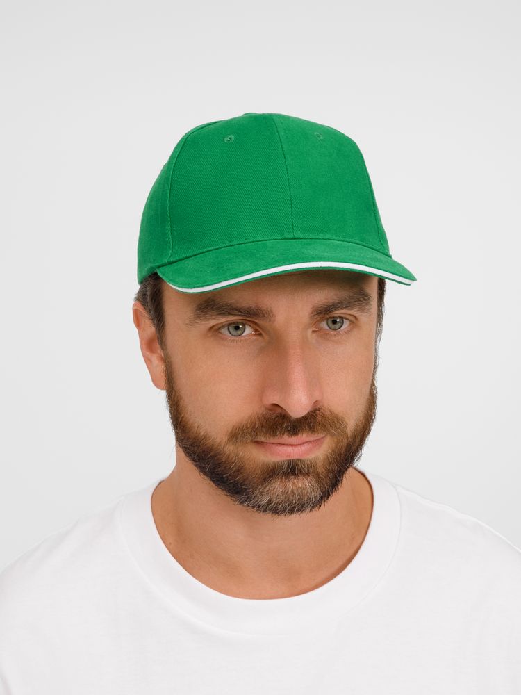 Бейсболка Buffalo, ярко-зеленая с белым - фото 8