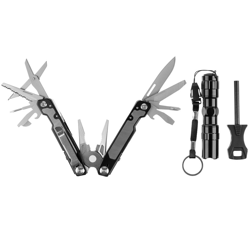 Набор Forster: мультиинструмент, фонарик, огниво, черный - фото 3