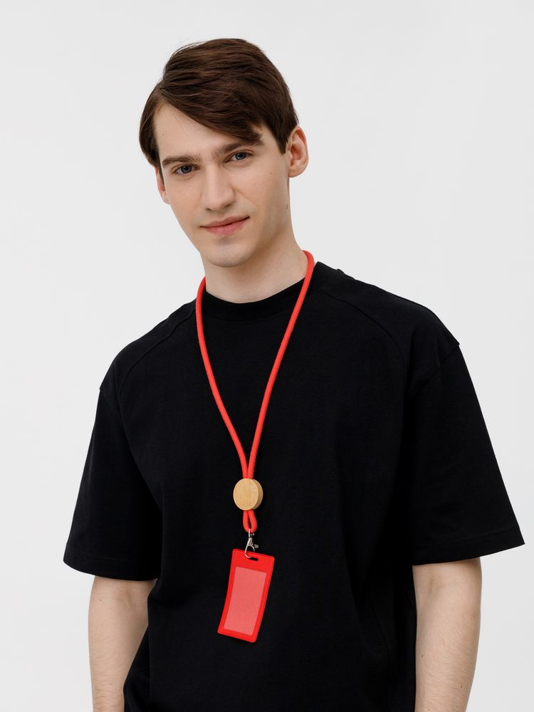 Шнурок для бейджа Tube Wood красный - фото 9