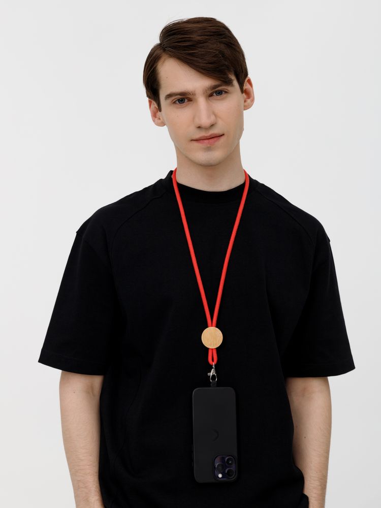 Шнурок для бейджа Tube Wood красный - фото 8