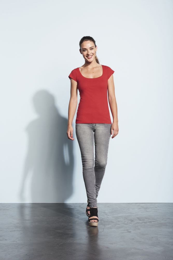 Футболка женская с глубоким вырезом Melrose 150 лимонно-желтая, размер M - фото 4