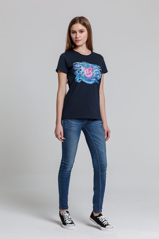 Футболка женская Ван-Пиг синий размер S - фото 4