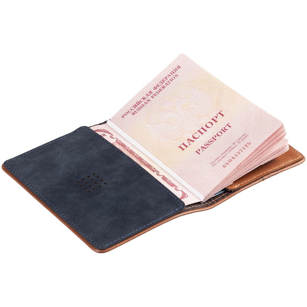 Обложка для паспорта Kalsa Palermo, синяя - фото 3