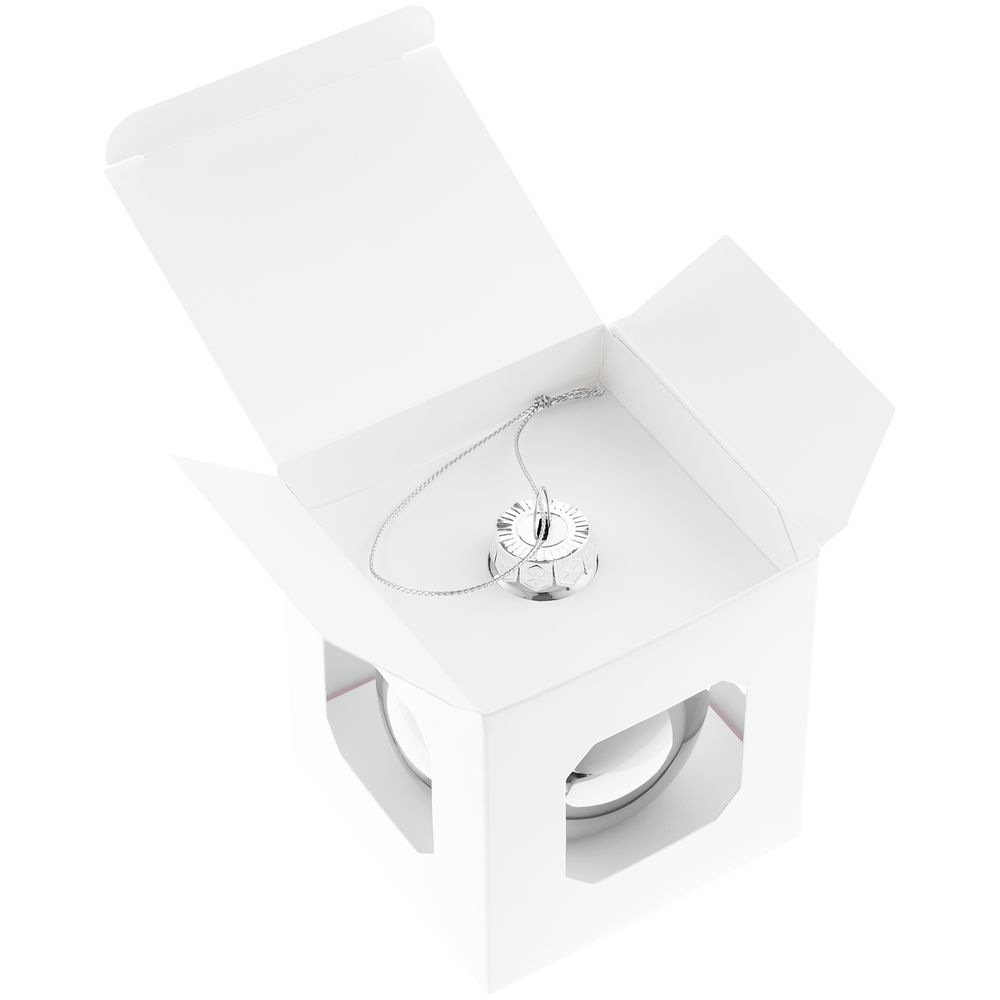 Елочный шар Finery Gloss, 8 см, глянцевый серебристый - фото 3