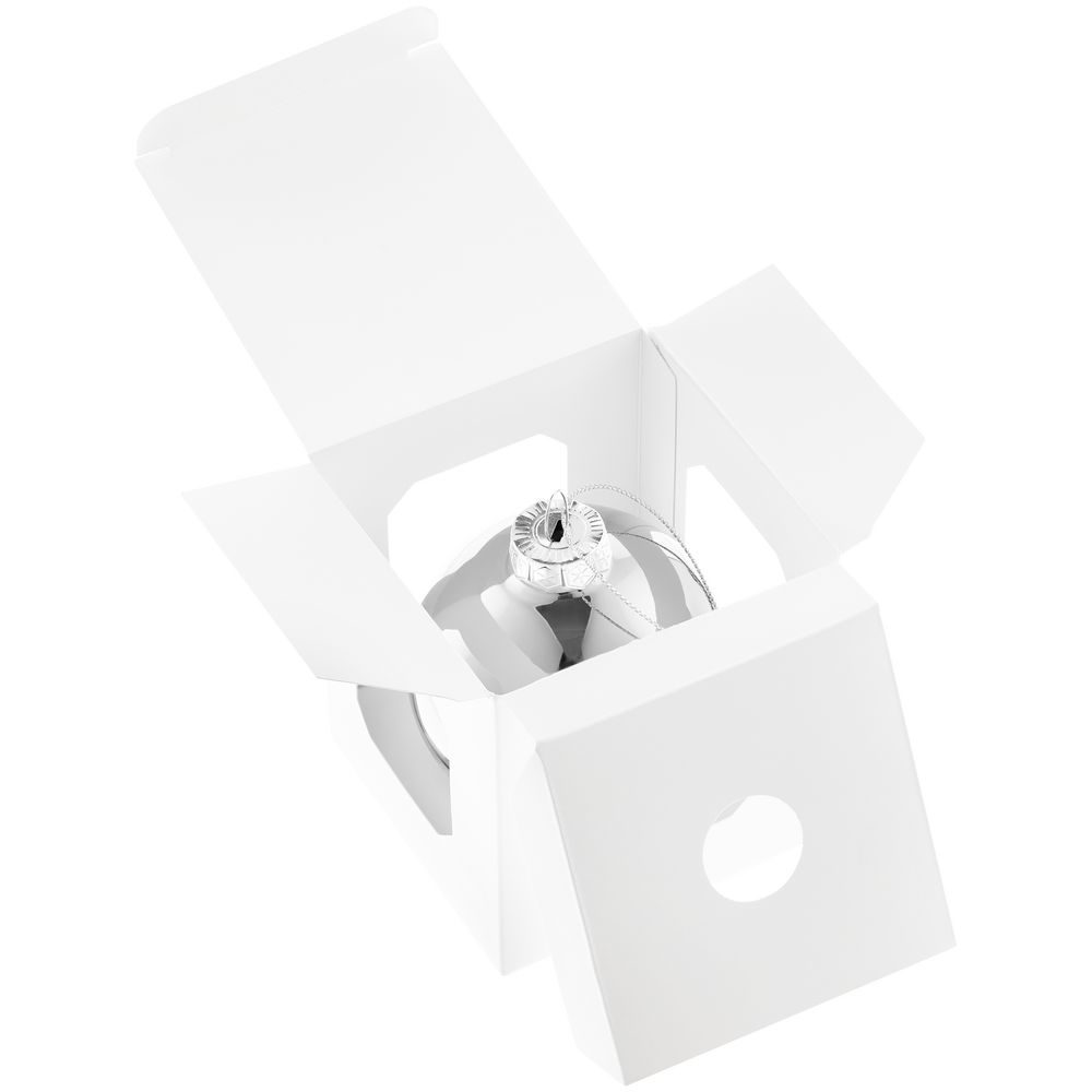 Елочный шар Finery Gloss, 8 см, глянцевый серебристый - фото 4