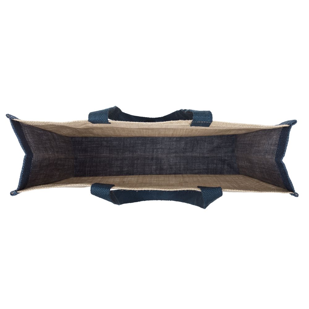 Холщовая сумка для покупок Bagari с синей отделкой - фото 4