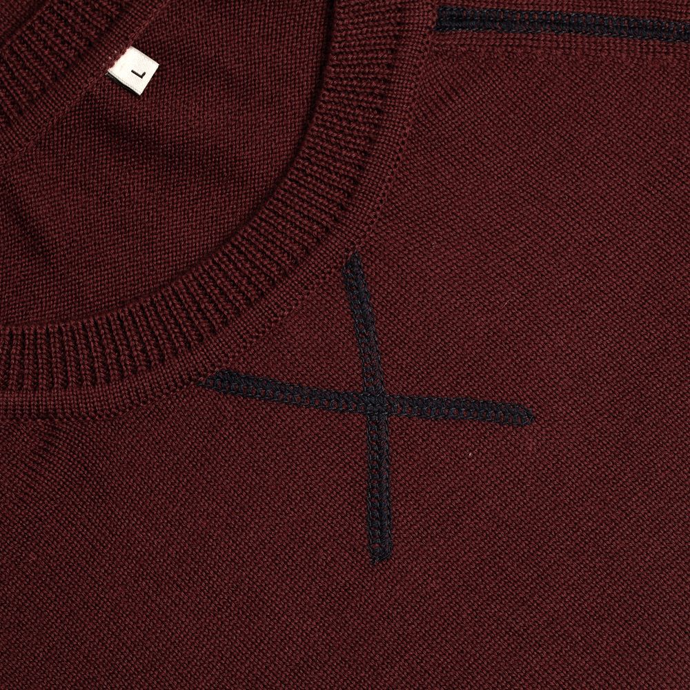Джемпер Stitch с контрастной отделкой, бордовый с синим - фото 3