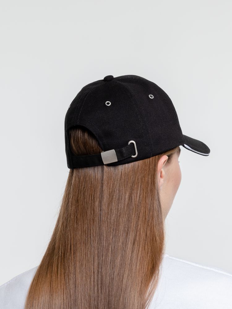 Бейсболка Classic, черная с белым кантом - фото 9