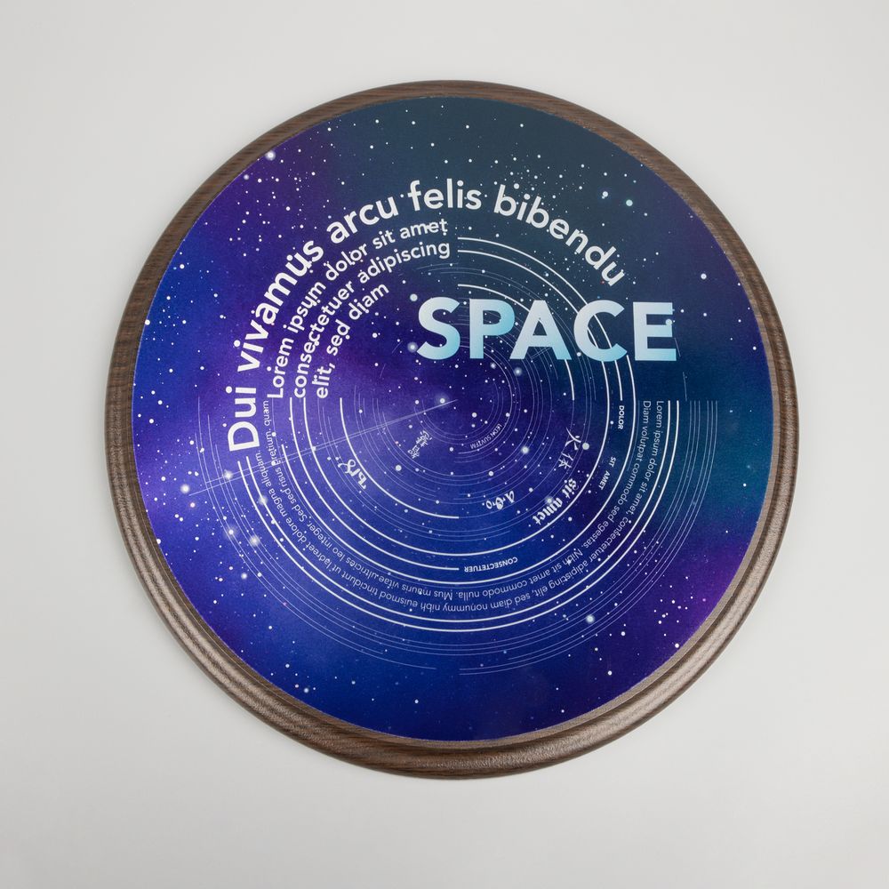 Плакетка Plaque, круглая, венге с серебристой пластиной - фото 7