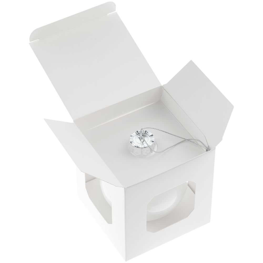 Елочный шар Finery Gloss, 8 см, глянцевый белый - фото 3