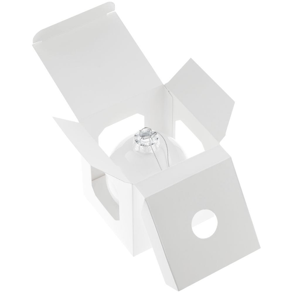 Елочный шар Finery Gloss, 8 см, глянцевый белый - фото 4