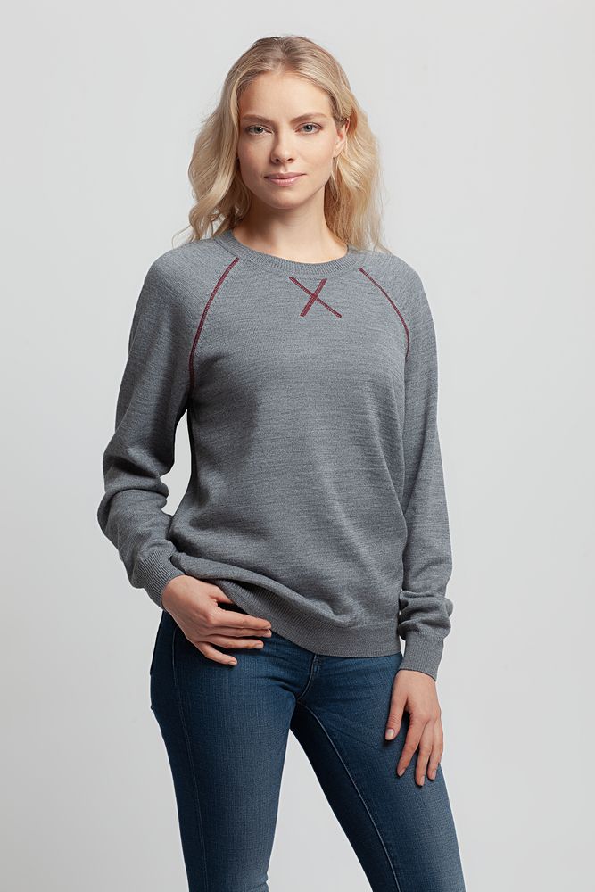 Джемпер Stitch с контрастной отделкой, серый с бордовым - фото 5