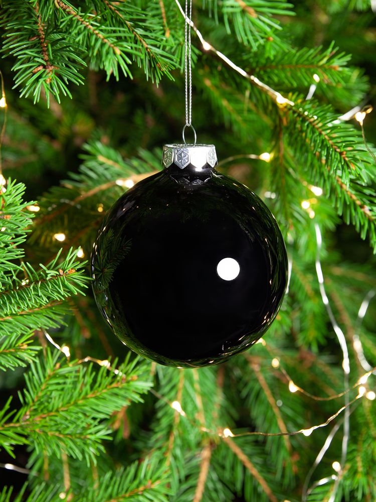 Елочный шар Finery Gloss, 8 см, глянцевый черный - фото 5