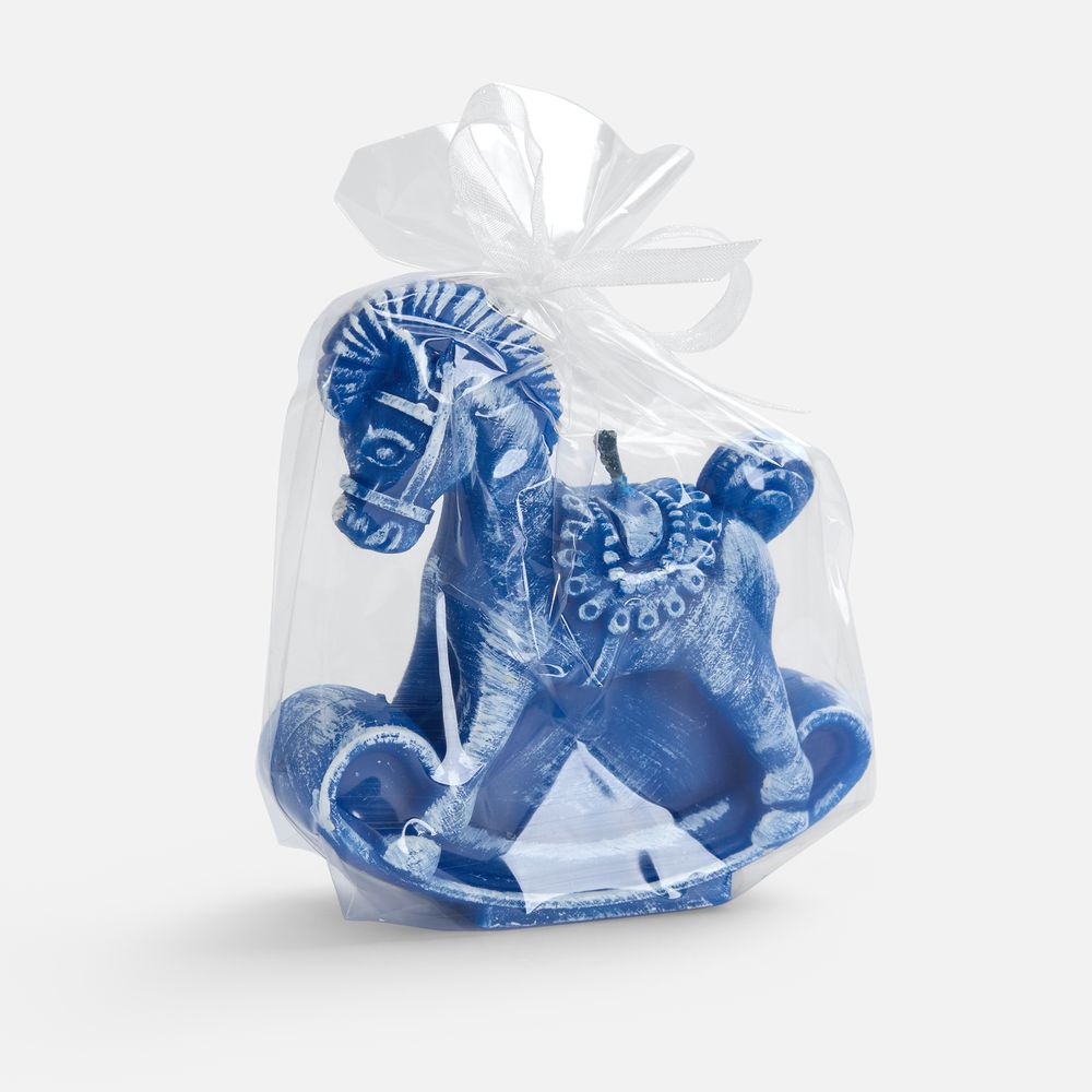 Свеча фигурная «Лошадка-качалка», синяя - фото 2