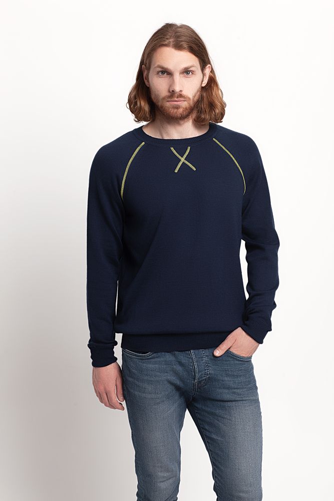 Джемпер Stitch с контрастной отделкой, синий с зеленым, размер L - фото 5