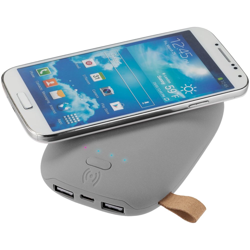 Аккумулятор с беспроводной зарядкой Pebble Wireless 9000 мАч, серый - фото 5