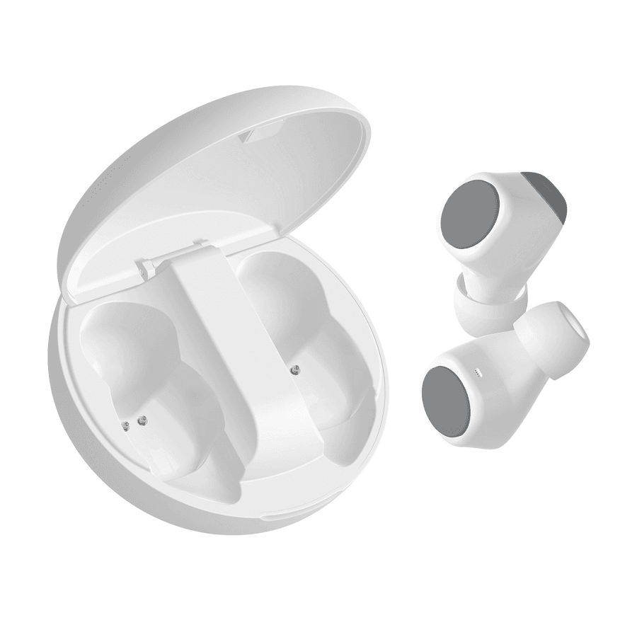 Наушники беспроводные GEOZON SPACE с зарядным боксом покрытие soft touch белые - фото 1