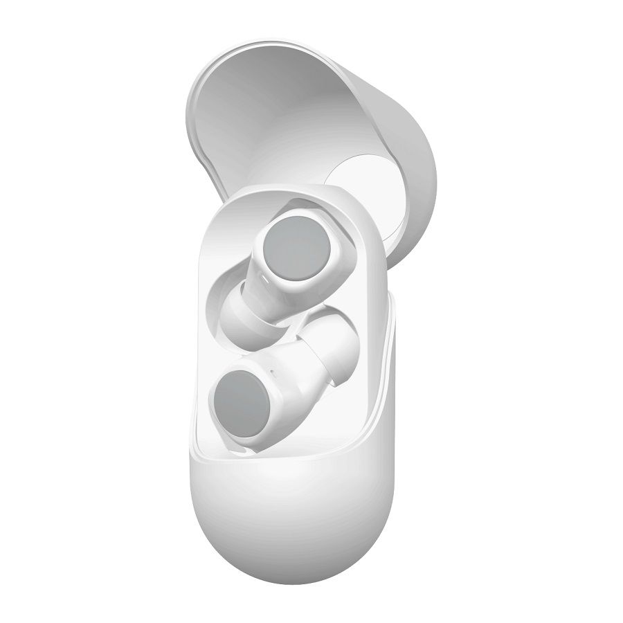 Наушники беспроводные GEOZON WAVE с зарядным боксом покрытие soft touch белые - фото 1