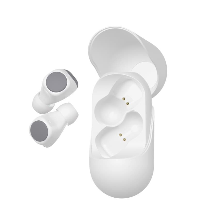 Наушники беспроводные GEOZON WAVE с зарядным боксом покрытие soft touch белые - фото 2