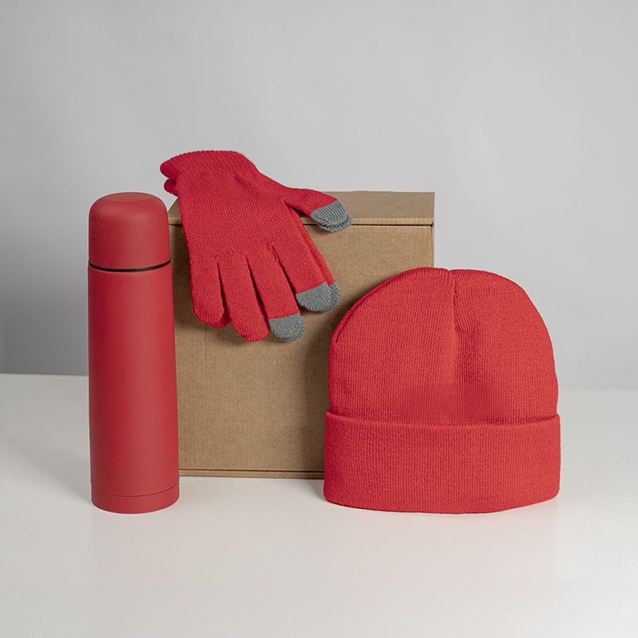 Набор подарочный GET WARM: перчатки шапка термос; - фото 1