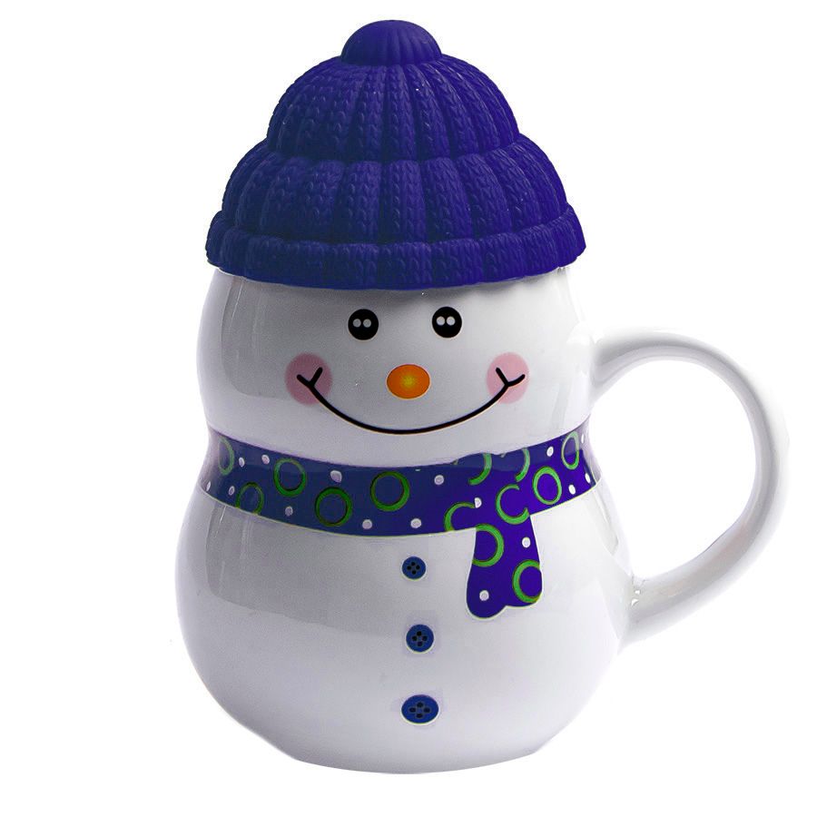 Кружка SNOWMAN с крышкой белый красный - фото 6
