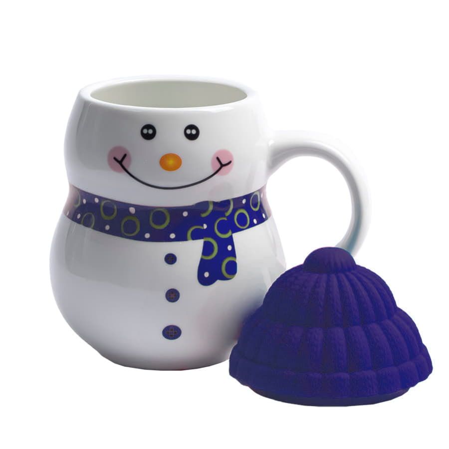 Кружка SNOWMAN с крышкой белый красный - фото 8