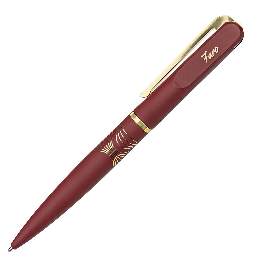 Ручка шариковая FARO покрытие soft touch бордовый золотистый - фото 7