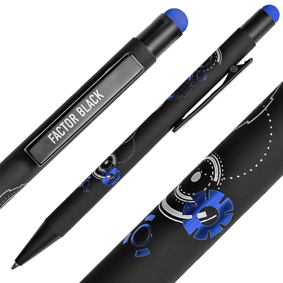 Ручка шариковая FACTOR BLACK со стилусом черный зеленый - фото 10