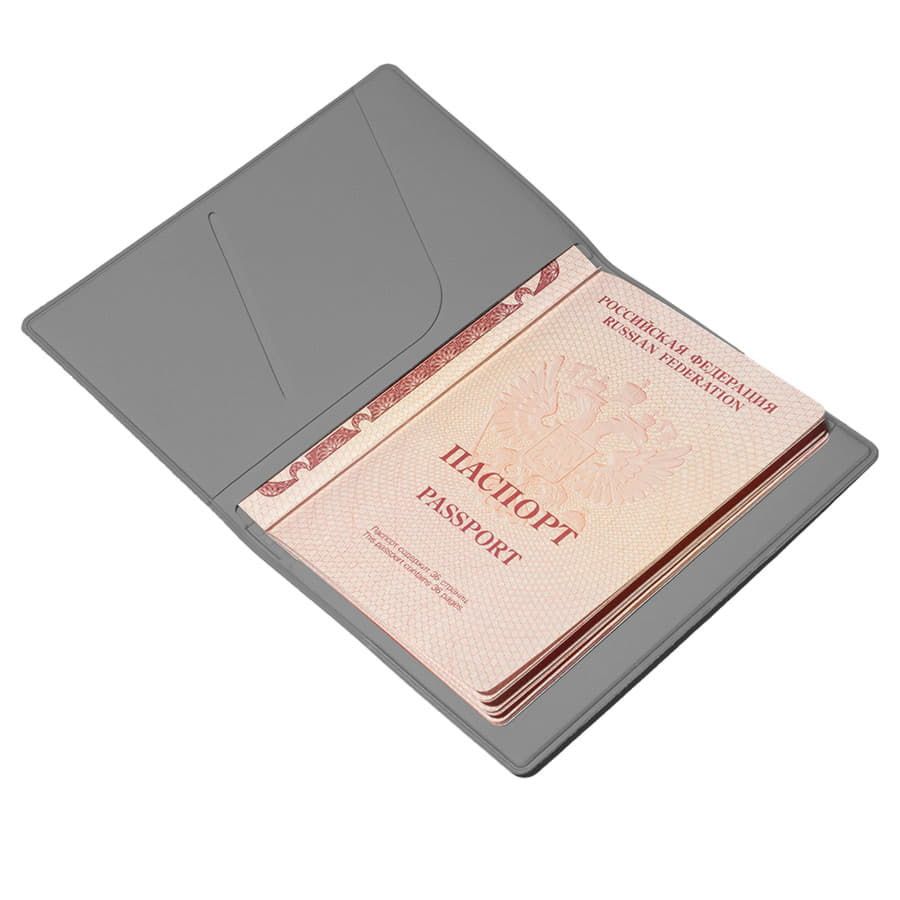 Обложка для паспорта Simply 13.5 х 19.5 см серая PU голубой - фото 12