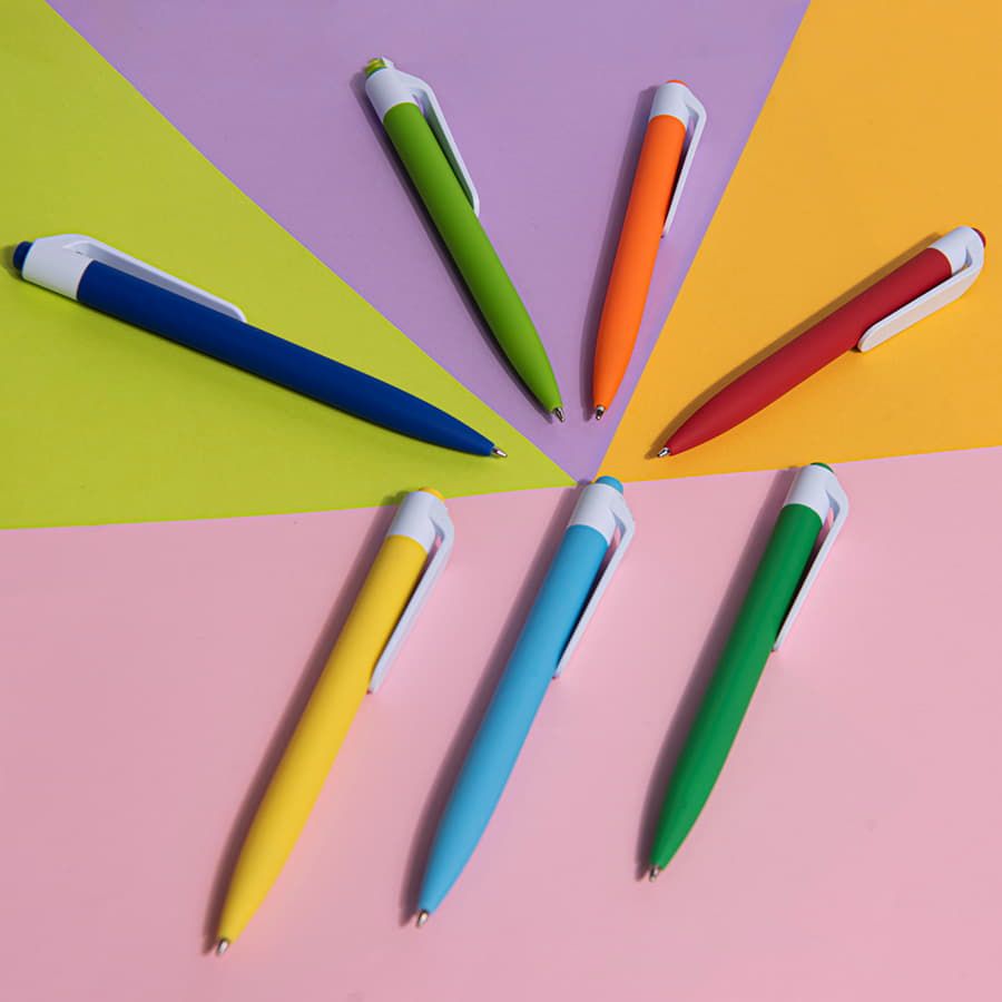 Ручка шариковая N16 soft touch голубой - фото 7