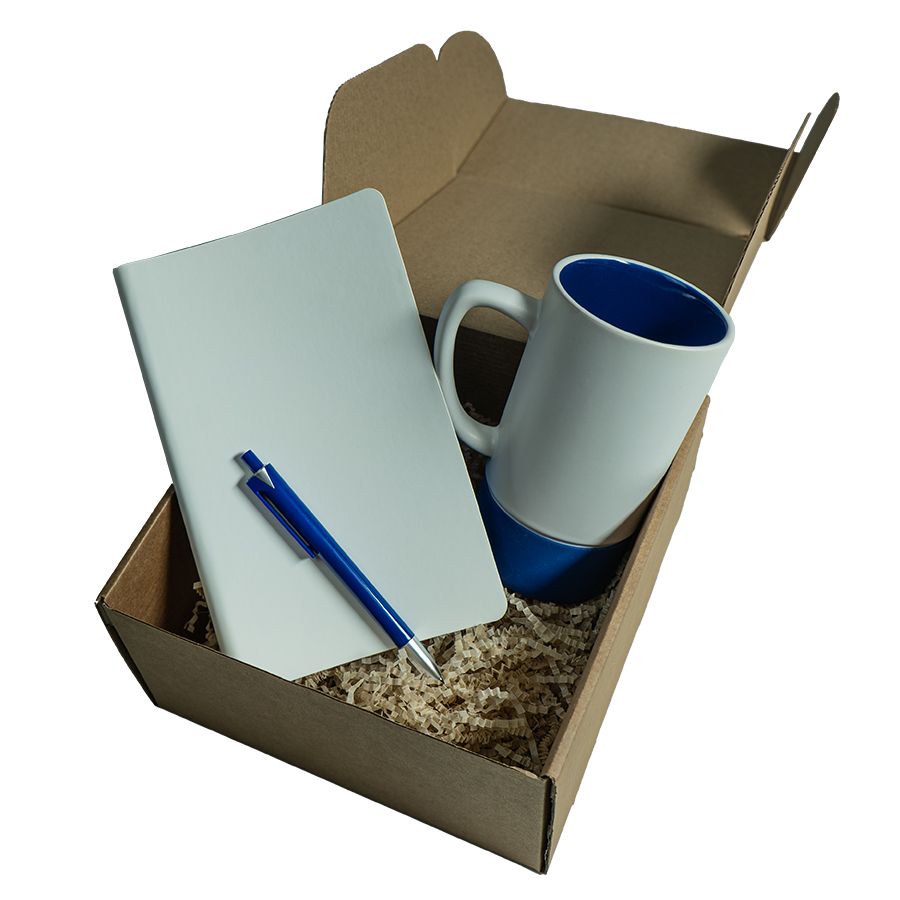 Набор подарочный ARTKITS: ежедневник ручка кружка с цветным дном стружка коробка синий - фото 3