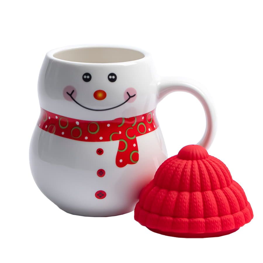 Кружка SNOWMAN с крышкой белый синий - фото 7