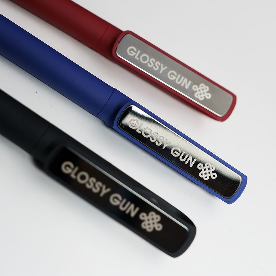 Ручка шариковая GLOSSY GUN с покрытием soft touch синий серебристый - фото 8