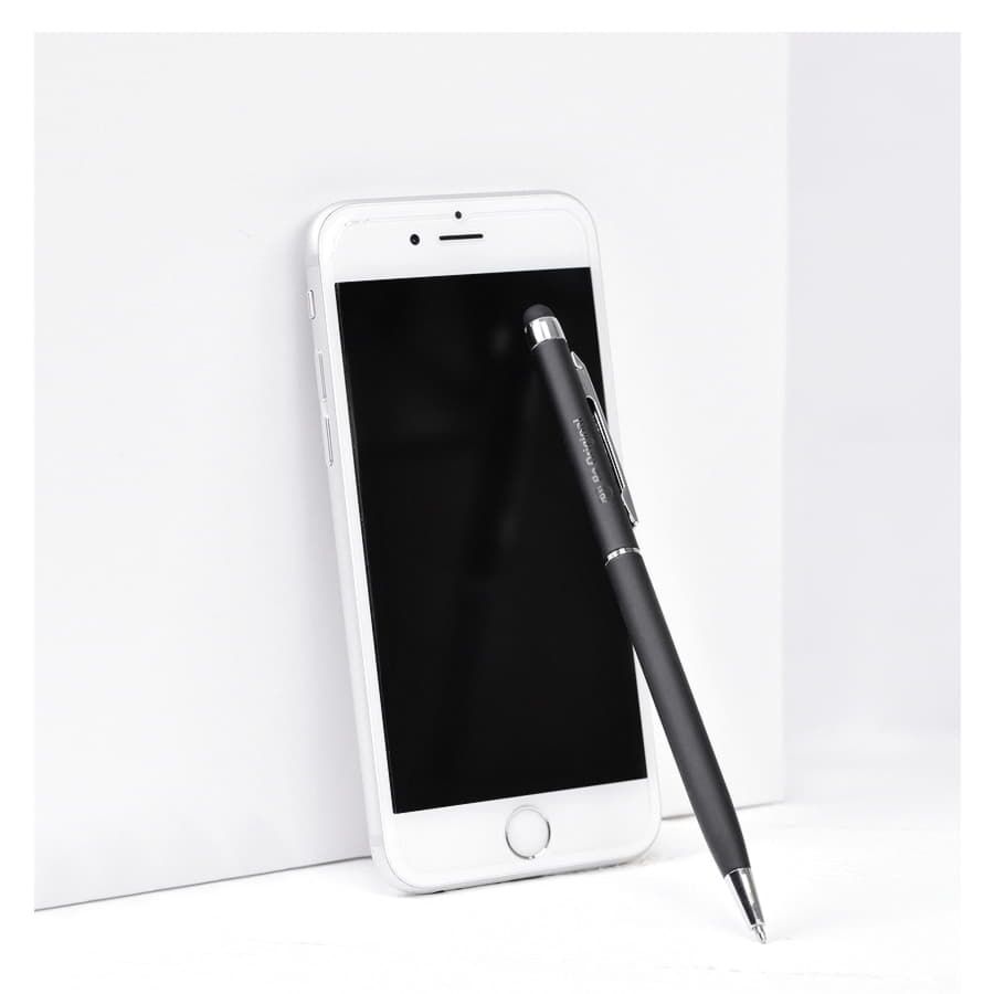 Ручка шариковая со стилусом TOUCHWRITER SOFT покрытие soft touch синий серебристый - фото 8