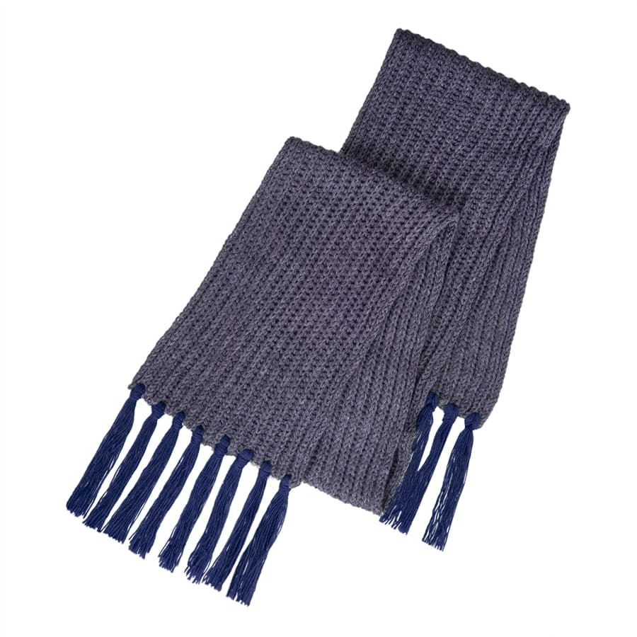 Шапка и шарф GoSnow с ярким пoмпоном и кисточками, темно-синий - фото 4