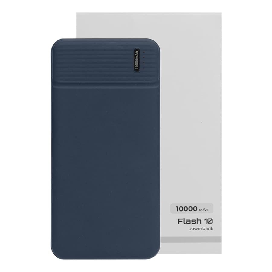 Универсальный аккумулятор Flash 10 10000 мАч с подсветкой и soft touch черный 13,7х6,87х1,55мм синий - фото 7