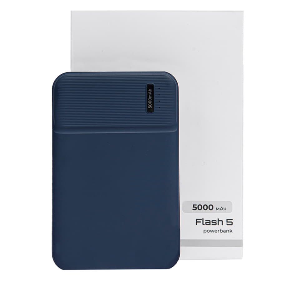 Универсальный аккумулятор Flash 5 5000 мАч с подсветкой и soft touch черный 9,8х6.3х1,3 см синий - фото 7