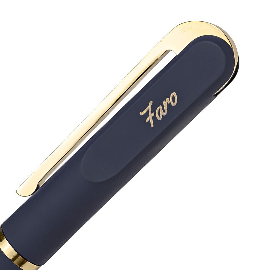 Ручка шариковая FARO покрытие soft touch синий золотистый - фото 7
