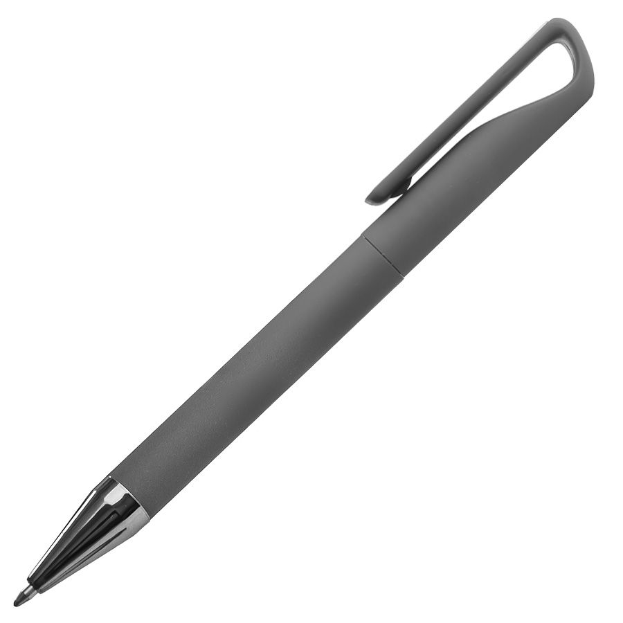 Ручка шариковая GLOSSY GUN с покрытием soft touch серый серебристый - фото 6