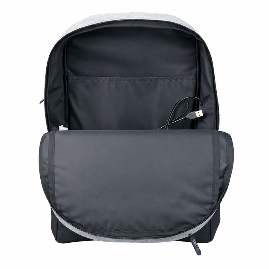 Рюкзак водостойкий PULL т.синий/чёрный 45 x 28 x 11 см 100% полиэстер 300D+600D серый черный - фото 15