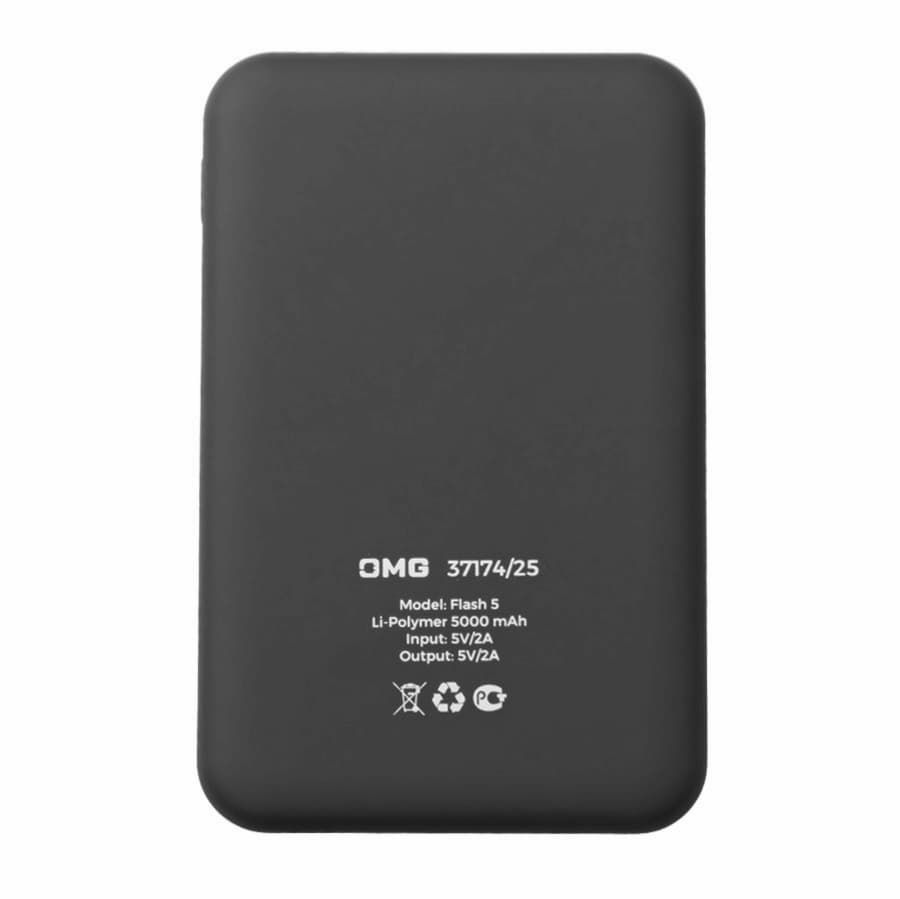 Универсальный аккумулятор Flash 5 5000 мАч с подсветкой и soft touch черный 9,8х6.3х1,3 см - фото 3