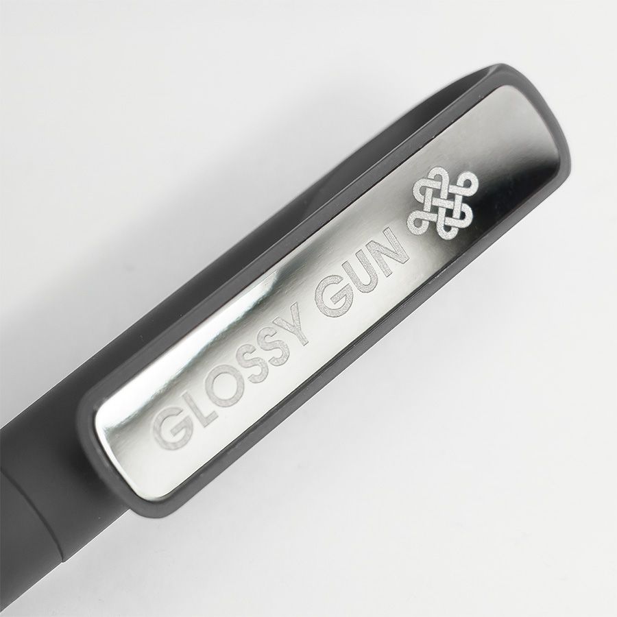 Ручка шариковая GLOSSY GUN с покрытием soft touch черный серебристый - фото 6
