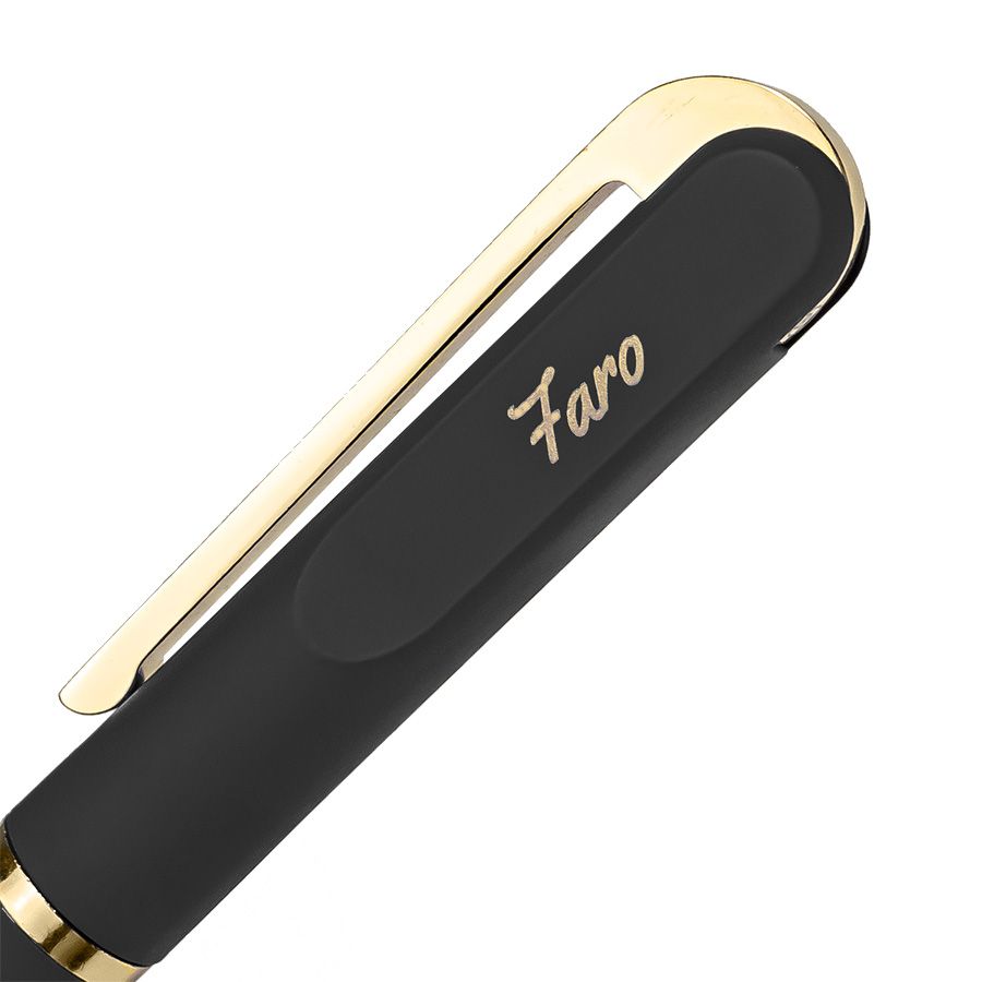 Ручка шариковая FARO покрытие soft touch черный золотистый - фото 7