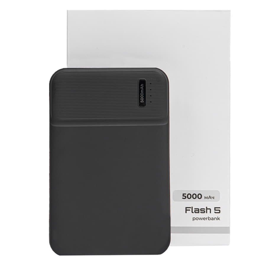 Универсальный аккумулятор Flash 5 5000 мАч с подсветкой и soft touch черный 9,8х6.3х1,3 см - фото 7