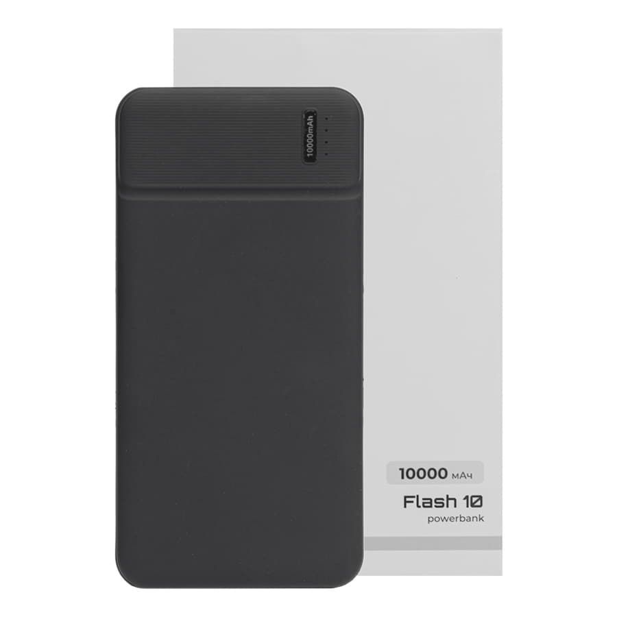 Универсальный аккумулятор Flash 10 10000 мАч с подсветкой и soft touch черный 13,7х6,87х1,55мм - фото 7