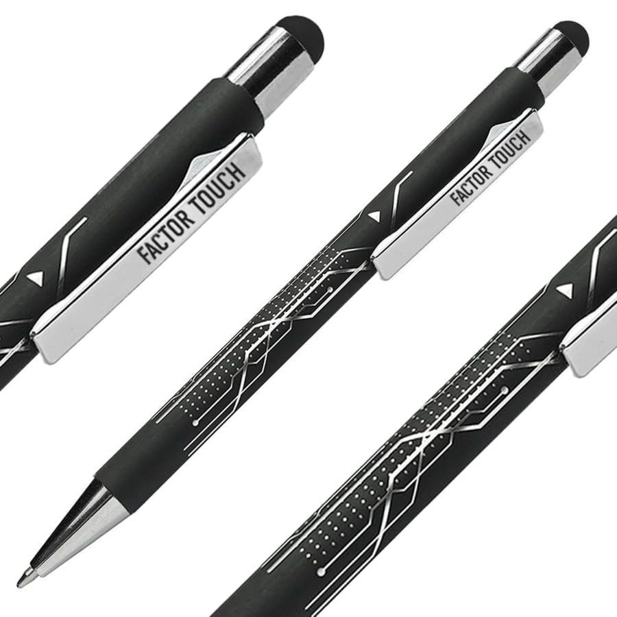 Ручка шариковая FACTOR TOUCH со стилусом черный серебристый - фото 2