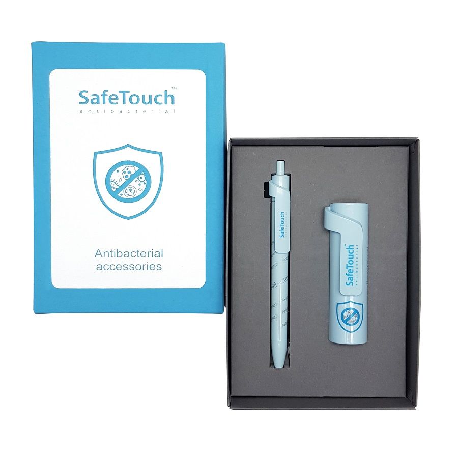 Набор FORTE SAFE TOUCH: аккумулятор 3000мАh и ручка серый/голубой - фото 1
